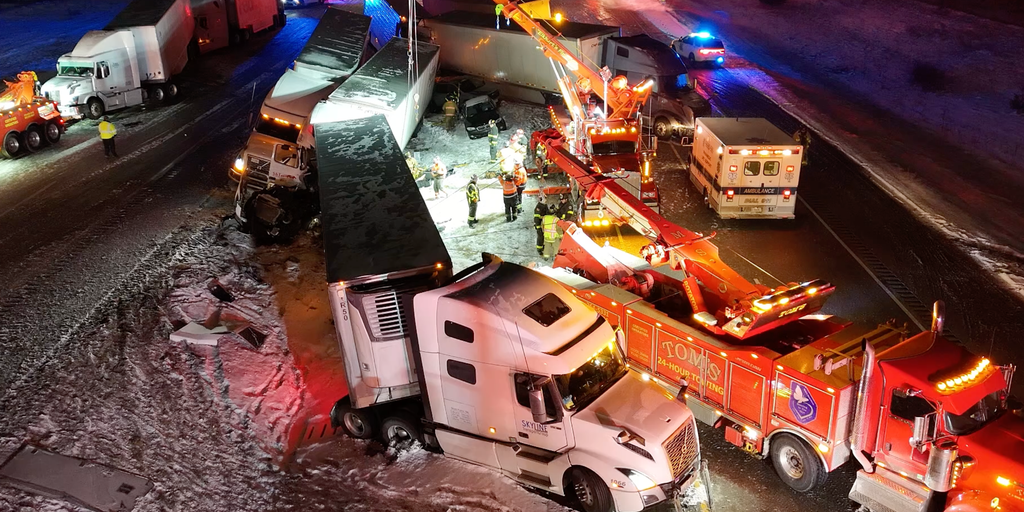 At least 10 semi trucks involved in massive car pile-up in Indiana
