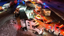 At least 10 semi trucks involved in massive car pile-up in Indiana