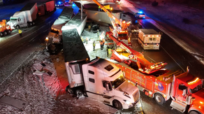 At least 10 semi trucks involved in massive car pile-up in Indiana