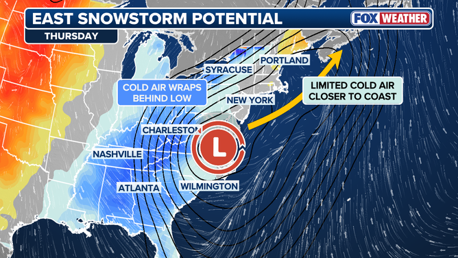 East snowstorm potential for Thursday