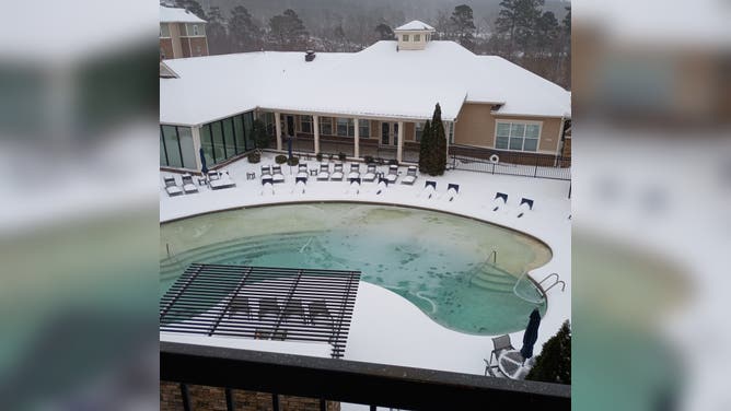 Snow covers Little Rock, AR early Saturday.