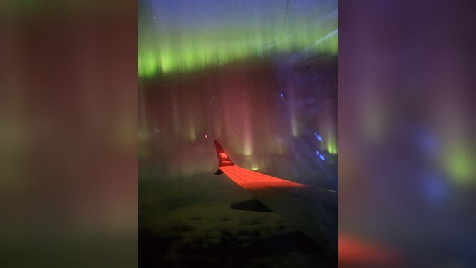 Northern lights spotted Monday night on a flight to Iceland.