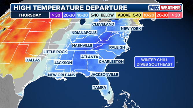 High Temperature departure on Thursday