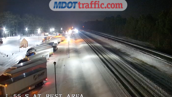 Ice created hazardous driving conditions across northern Mississippi.