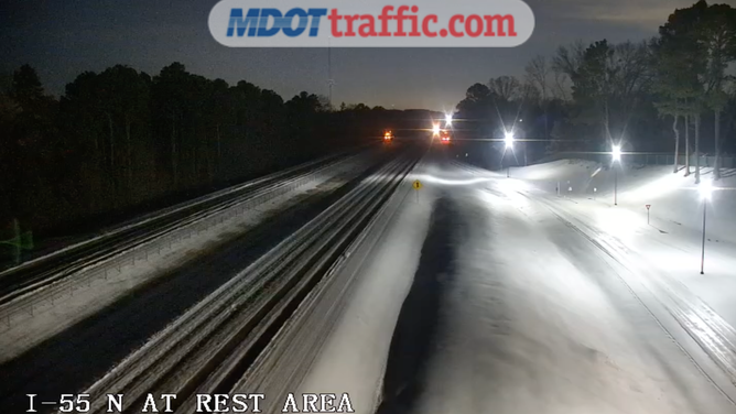 Ice created hazardous driving conditions across northern Mississippi.