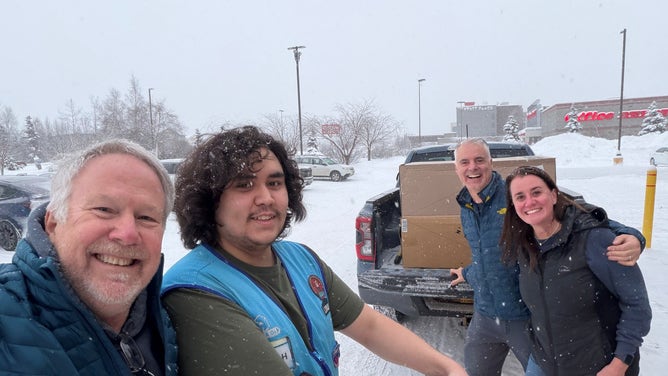 Crews get shipment of shovels from Anchorage to help cleanup.