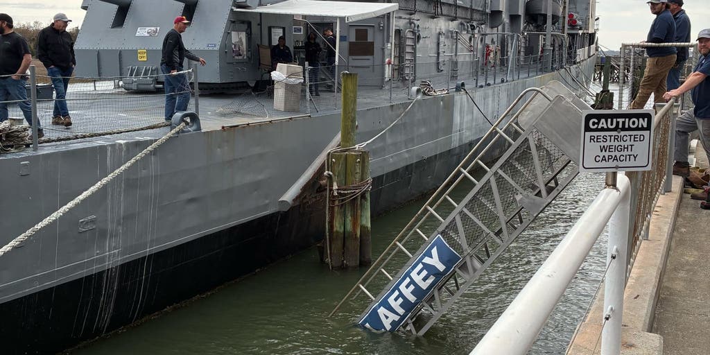 30 people rescued from World War II destroyer after walkway collapses into water in South Carolina