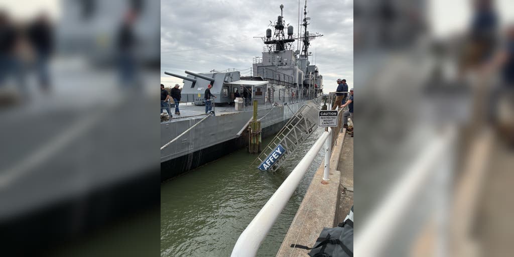 30 people rescued from World War II destroyer after walkway collapses into water in South Carolina