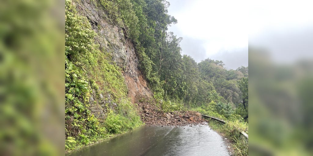 Landslide blocks highway as severe storm drops monumental amount of rain in Hawaii