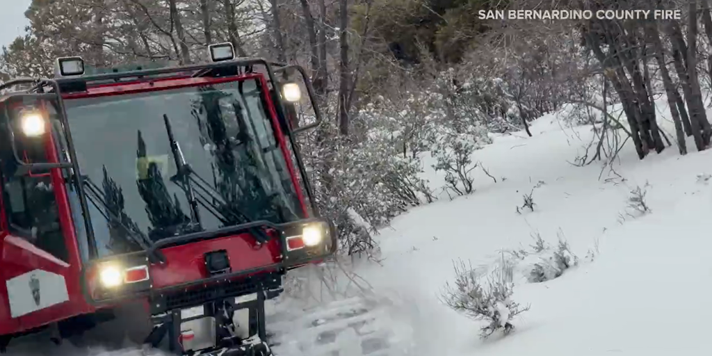 See it: First responders leap into action to rescue camper and dog stranded in feet of snow