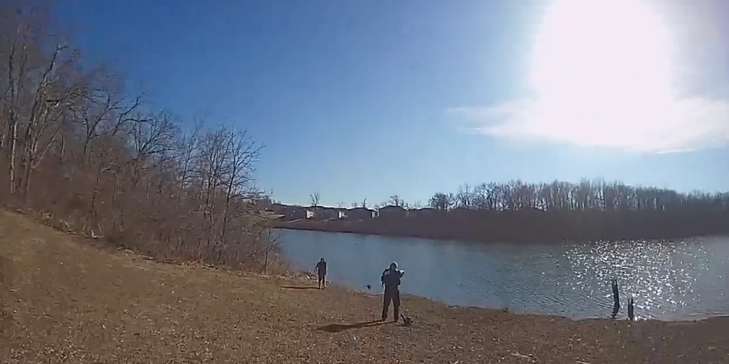 Watch: Heroic police officers spring into action to save woman in dramatic lake rescue