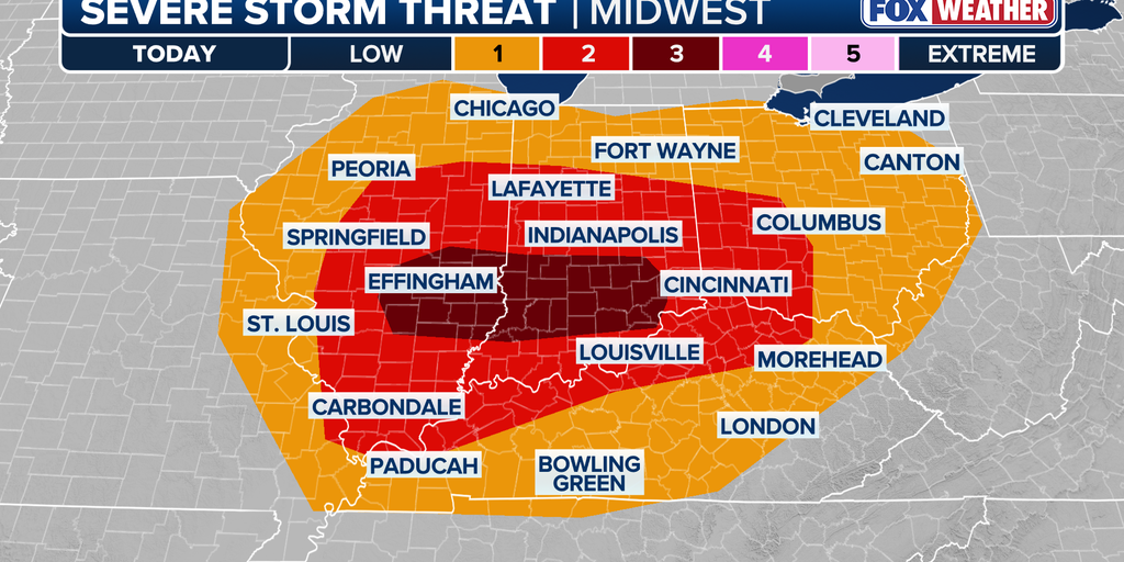 Dangerous tornado threat looms for millions across Ohio Valley tonight in highest severe storm threat of 2026