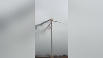 Video: Lightning strike causes wind turbine fire in Texas