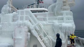 Photos: Canadian Coast Guard ship glazed in thick ice from intense winter weather