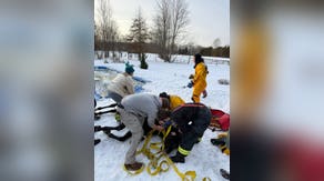 Photos: Ohio firefighters rescue horse from icy in-ground pool
