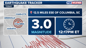 Magnitude 3.0 earthquake jolts South Carolina with shaking felt in capital city
