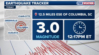 Magnitude 3.0 earthquake jolts South Carolina with shaking felt in capital city