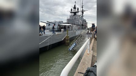 30 people rescued from World War II destroyer after walkway collapses into water in South Carolina
