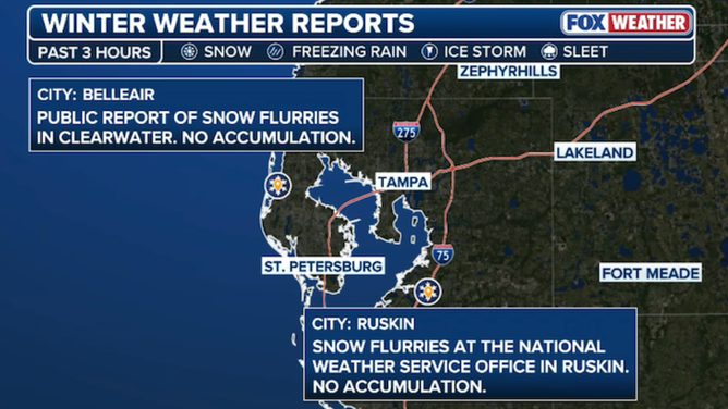Flurries spotted in Florida amid extreme, rare arctic air blast