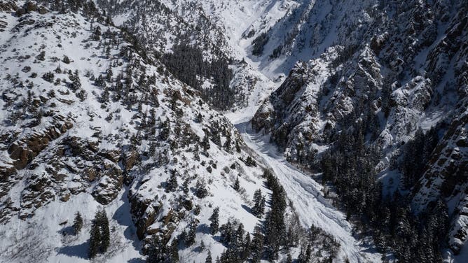 Salt Lake City, UT - April 6: Evidence of a large avalanche following a strong late-season snow storm in the Stairs Gulch drainage of Big Cottonwood Canyon on Thursday, April 6, 2023 outside of Salt Lake City, Utah. A record-breaking amount of precipitation this winter in Utah has already risen the Great Salt Lake around three feet since its record low in November of 2022 and the seasons runoff has yet to start in earnest.