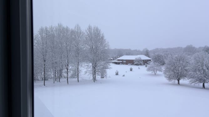 Layers of snow blanket Laytonsville, MD, amid massive Feb. 2026 blizzard