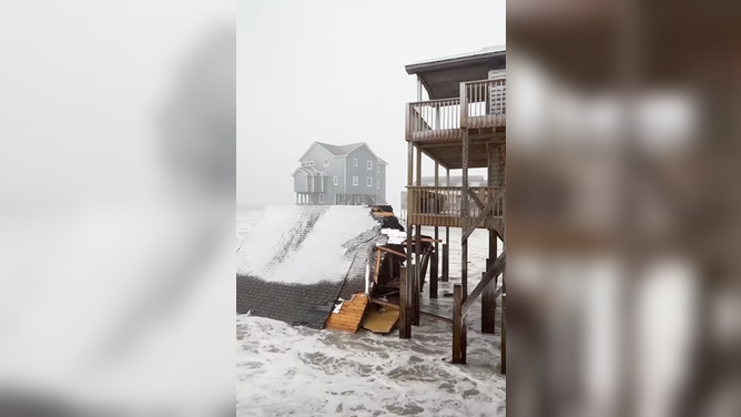 Home collapses in Buxton, North Carolina amid powerful nor'easter.