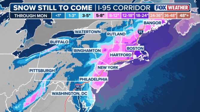 Snow forecast through Monday