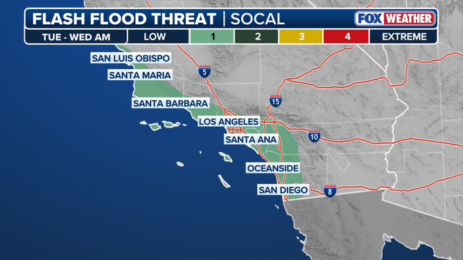 Tuesday into Wednesday flash flood threat for California. 