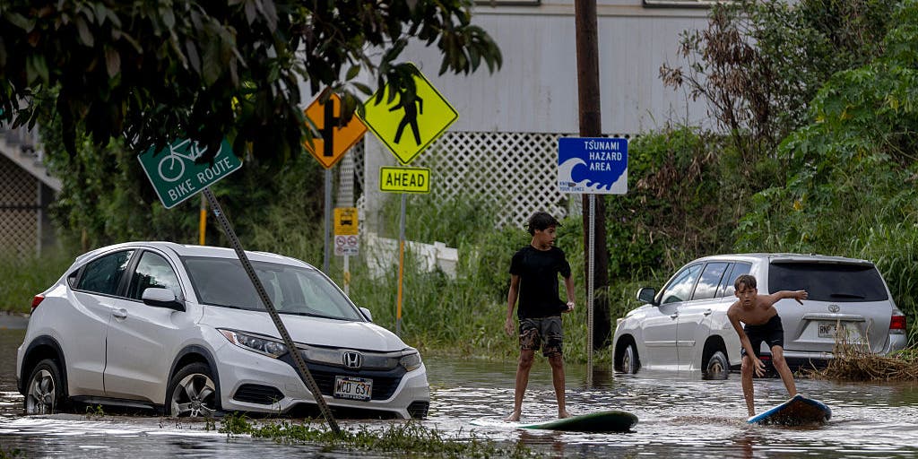 Hawaii braces for flash flooding as third Kona Low in a month begins to soak islands in torrential rains