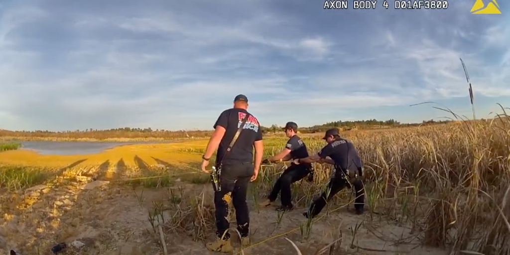 Video: Missing man rescued after being buried to his shoulders in quick sand in Florida