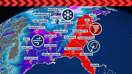 Live updates: Rare severe storm outbreak targets East Coast, historic blizzard paralyzes the Midwest