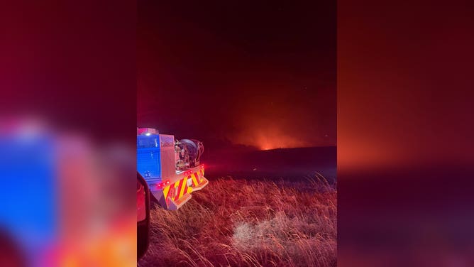 Flames light up the night sky in Nebraska on March 12.