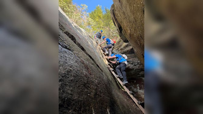 A hiker fell from a ladder while traveling on the Grandfather Trail.