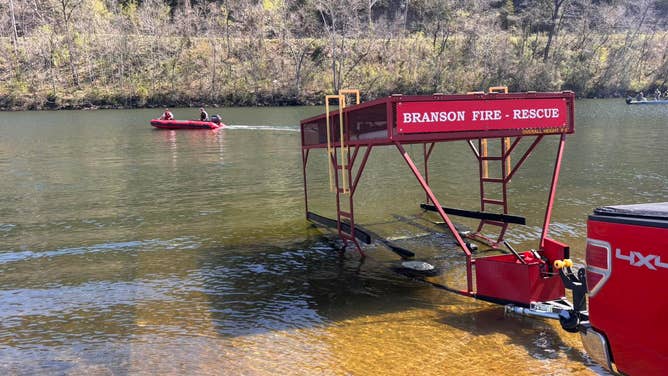 Branson Fire Rescue set up a boat transport for an injured hiker.