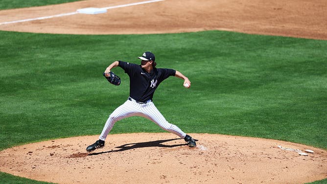 TAMPA, FL - MARCH 19: Max Fried #54 of the New York Yankees pitches during the game against the Baltimore Orioles at George M. Steinbrenner Field on March 19, 2026 in Tampa, Florida.