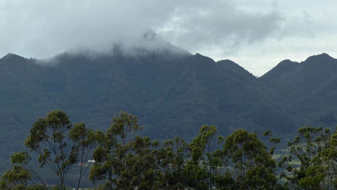 Mountains of Oahu after torrential flooding.