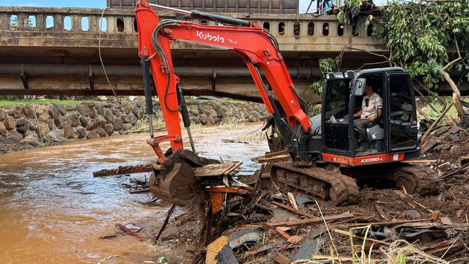 Debris left behind by torrential flooding across North Shore of Oahu.