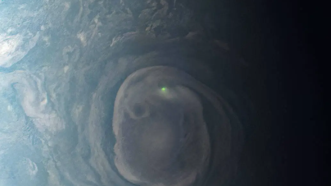 View of a lightning bolt on Jupiter taken from NASA Juno Spacecraft.