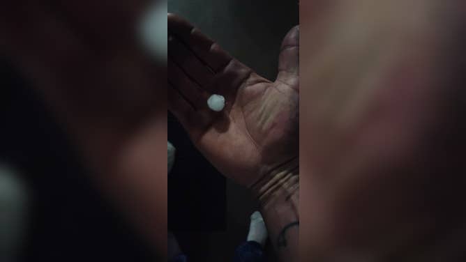 Hail fell in Barnhart, Missouri late Wednesday.