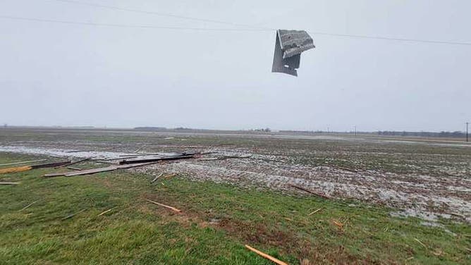 Storm damage in Kinmundy, IL, March 7