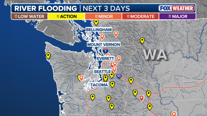 River flooding over the next three days