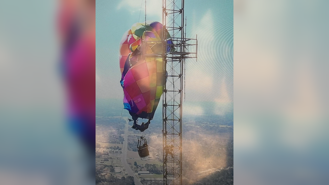 A hot air balloon carrying two passengers struck an approximate 925-foot cell tower in Longview, Texas, on Feb. 28.