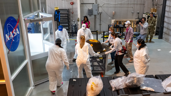 OSIRIS-REx's sample capsule in September 2023 after its return to Earth from collecting samples on Bennu.