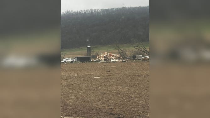 A damaged structure in Buffalo County, Wisconsin.