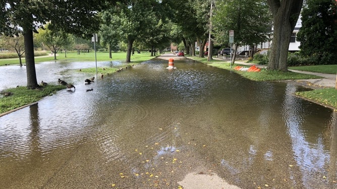 Flooding in Madison, Wisconsin, Tuesday.