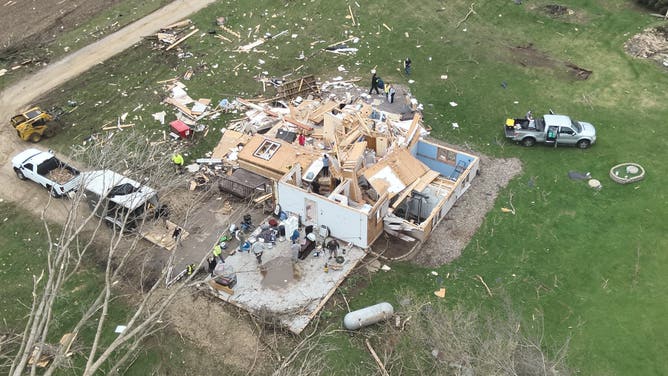A damaged home in Buffalo County, Wisconsin.