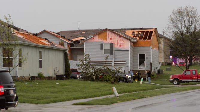 Reported tornado damage in Belton, Missouri on Friday, April 17, 2026.