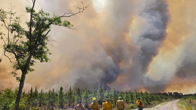 Wildfire burning in southeast Georgia on April 22, 2026.