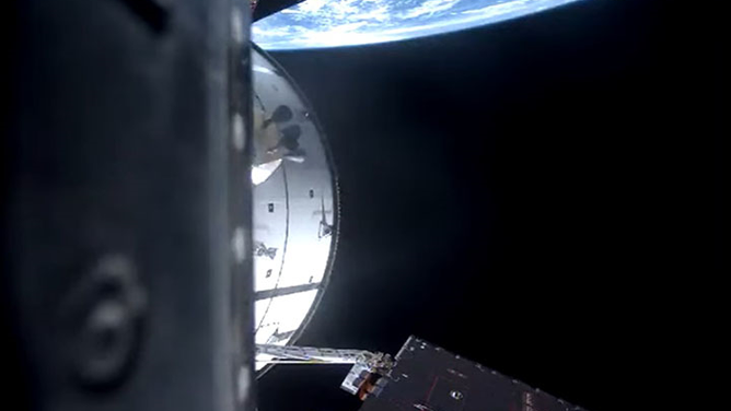 Camera mounted to Orion spacecraft.