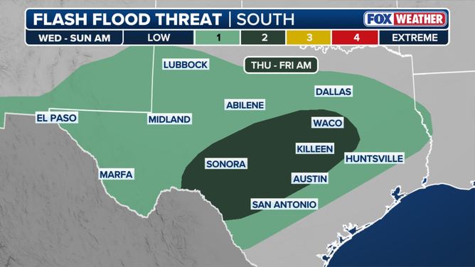 South flash flood risk through the remainder of the week.